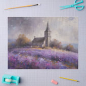 Rustic Church en Paarse Wildflowers Decoupage Tissuepapier (Craft)