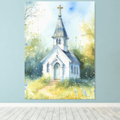 Rustic Church Path in Wildflower Meadow Canvas Afdruk (Insitu (Houten vloer))