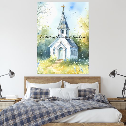 Rustic Church Path in Wildflower Meadow Editable Canvas Afdruk (Insitu (Slaapkamer))