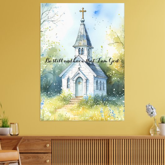 Rustic Church Path in Wildflower Meadow Editable Canvas Afdruk (Insitu (Woonkamer))