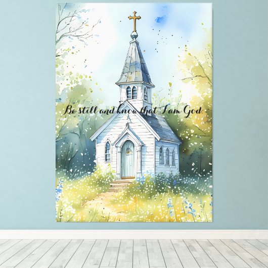 Rustic Church Path in Wildflower Meadow Editable Canvas Afdruk (Insitu (Houten vloer))