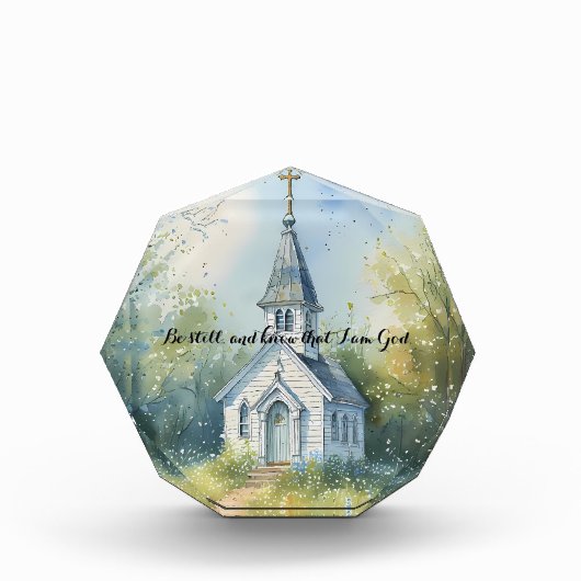 Rustic Church Path in Wildflower Meadow Fotoblokken (Voorkant)