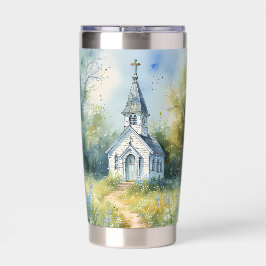 Rustic Church Path in Wildflower Meadow Geïsoleerde Drinkbeker