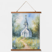 Rustic Church Path in Wildflower Meadow Hangend Wandkleed (Voorkant)