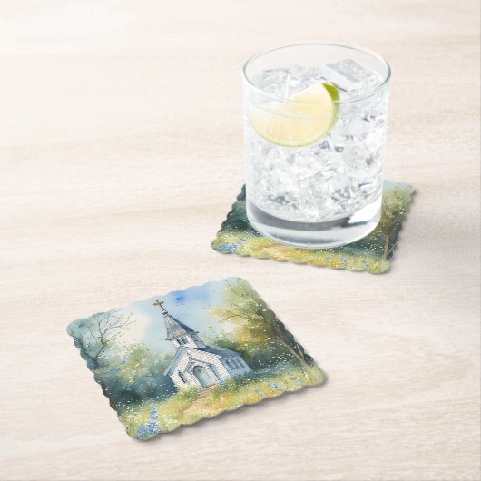 Rustic Church Path in Wildflower Meadow Kartonnen Onderzetters (Insitu)