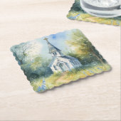 Rustic Church Path in Wildflower Meadow Kartonnen Onderzetters (Gebogen)