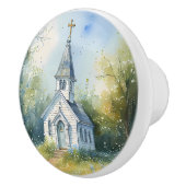 Rustic Church Path in Wildflower Meadow Keramische Knop (Rechts)