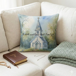 Rustic Church Path in Wildflower Meadow Kussen