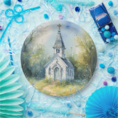 Rustic Church Path in Wildflower Meadow Papieren Bordje (Feest)