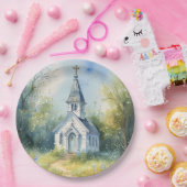 Rustic Church Path in Wildflower Meadow Papieren Bordje (Feest)