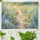 Rustic Church Path in Wildflower Meadow Theedoek (Gevouwen)