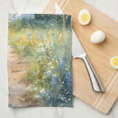 Rustic Church Path in Wildflower Meadow Theedoek (Quarter Fold)