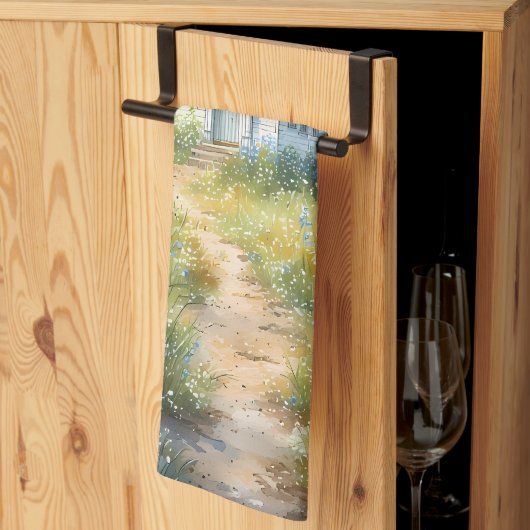 Rustic Church Path in Wildflower Meadow Theedoek (Derde Gevouwen)