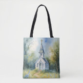 Rustic Church Path in Wildflower Meadow Tote Bag (Voorkant)