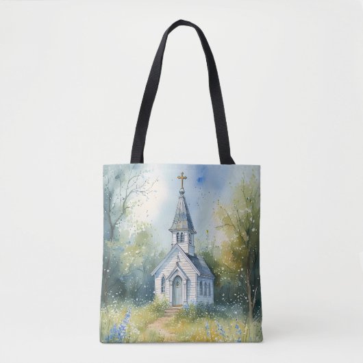 Rustic Church Path in Wildflower Meadow Tote Bag (Voorkant)