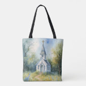 Rustic Church Path in Wildflower Meadow Tote Bag (Achterkant)