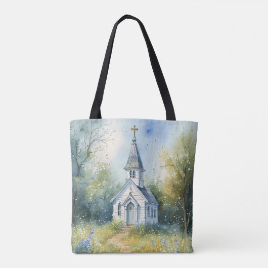 Rustic Church Path in Wildflower Meadow Tote Bag (Achterkant)