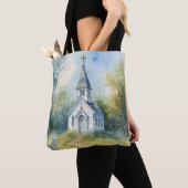 Rustic Church Path in Wildflower Meadow Tote Bag (Dichtbij)