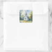 Rustic Church Path in Wildflower Meadow Vierkante Sticker (Tas)