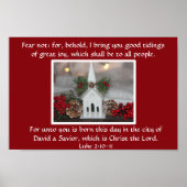 Rustic Church Pine Cones Birth of Jesus Luke 2 Poster (Voorkant)