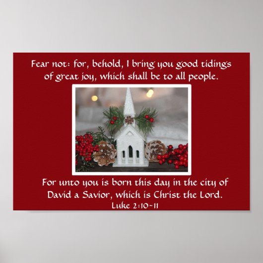 Rustic Church Pine Cones Birth of Jesus Luke 2 Poster (Voorkant)