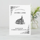 Rustic Church Wedding Invitation Kaart (Staand voorkant)