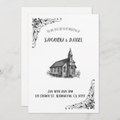 Rustic Church Wedding Invitation Kaart (Voorkant / Achterkant)