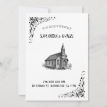 Rustic Church Wedding Invitation Kaart