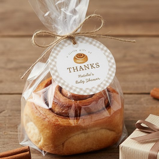 Rustic Cinnamon Bun In The Oven Baby Shower Bedankjes Labels