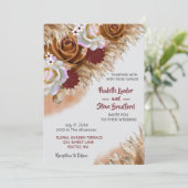 Rustic Cinnamon Roos Wildflower Boho Wedding Kaart (Staand voorkant)