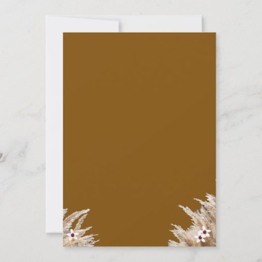 Rustic Cinnamon Roos Wildflower Boho Wedding Kaart (Achterkant)