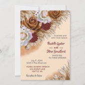 Rustic Cinnamon Roos Wildflower Soft Peach Wedding Kaart (Voorkant)