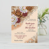 Rustic Cinnamon Roos Wildflower Soft Peach Wedding Kaart (Staand voorkant)