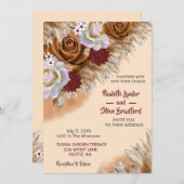 Rustic Cinnamon Roos Wildflower Soft Peach Wedding Kaart (Voorkant / Achterkant)