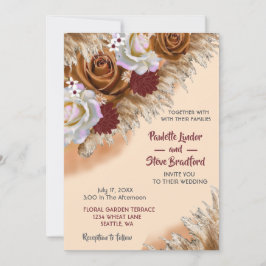 Rustic Cinnamon Roos Wildflower Soft Peach Wedding Kaart