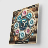 Rustic Circle: Vijfde Jubileum Bloemen Creatie Vierkante Klok (Hoek)