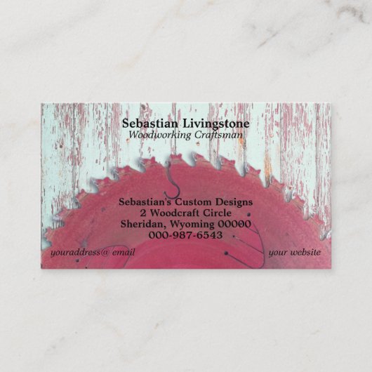 Rustic Circular Saw Woodworking Craftsman Visitekaartje (Voorkant)