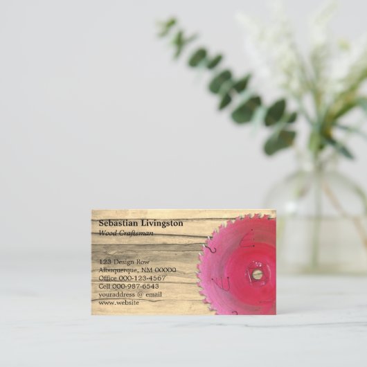 Rustic Circular Saw Woodworking Occupture QR Code Visitekaartje (Staand voorkant)