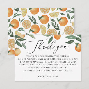 Rustic Citrus Bruiloft Waterverf Oranje Schrift Bedankkaart