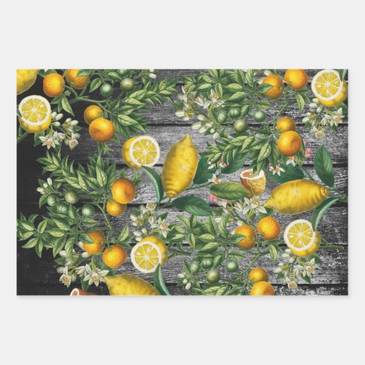 Rustic Citrus Garden Inpakpapier Vel (Voorkant 3)