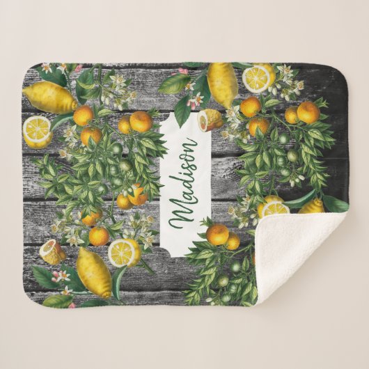 Rustic Citrus Garden Sherpa Deken (Voorkant (horizontaal))