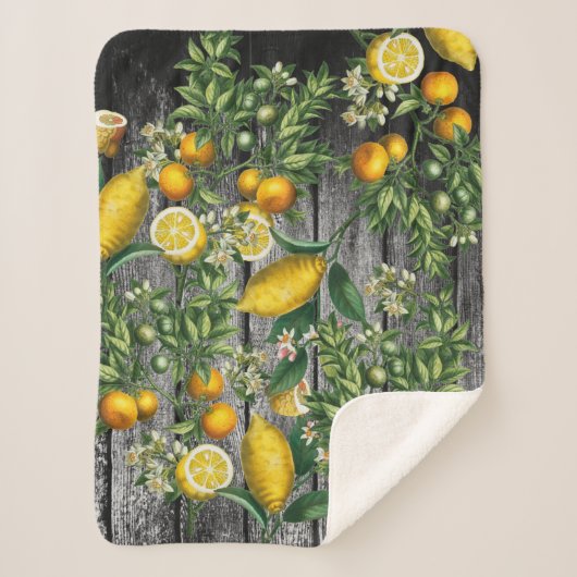 Rustic Citrus Garden Sherpa Deken (Voorkant)
