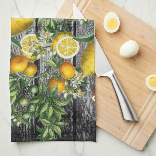 Rustic Citrus Garden Theedoek (Quarter Fold)