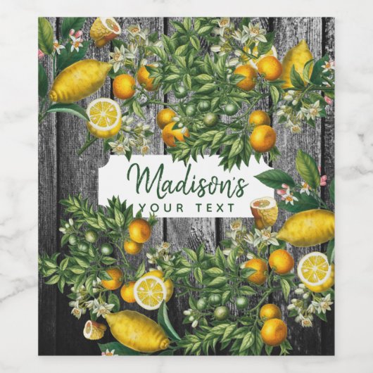 Rustic Citrus Garden Wijn Etiket (Enkel label)