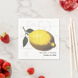 Rustic Citrus Lemon Jigsaw Puzzle Wedding Servet