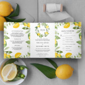 Rustic Citrus Lemon Orchard All in One Wedding Drieluik Uitnodiging