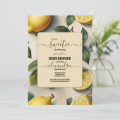 Rustic Citrus Lemon Orchard Baby shower Kaart (Staand voorkant)