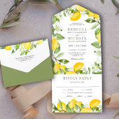 Rustic Citrus Lemon Orchard Wedding All In One Uitnodiging