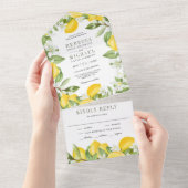 Rustic Citrus Lemon Orchard Wedding All In One Uitnodiging (Afscheurbaar)