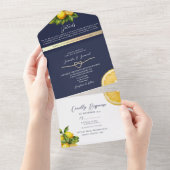 Rustic Citrus Lemon Wedding All In One Uitnodiging (Afscheurbaar)